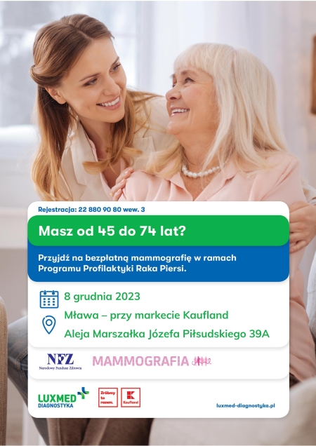 LUX MED zaprasza do mobilnej pracowni mammograficznej:  Mława –  8 grudnia